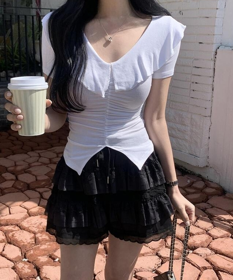 レースショートパンツ BLACK