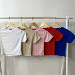 半袖Tシャツ スパン無地クロップ半袖Tシャツ(10color)