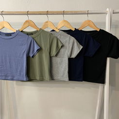 半袖Tシャツ スパン無地クロップ半袖Tシャツ(10color)