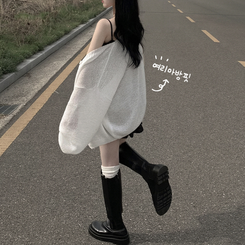 [햇빛차단️/왕오버핏!] 보호본능 왕박시 브이넥 여름 벌룬 가디건 빅사이즈 체형커버 살안타템 여행룩 아이보리