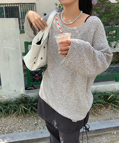 ニット ルーズフィットサマーニット SILVER GRAY