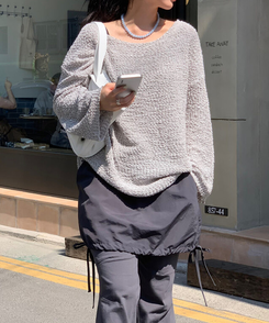 ニット ルーズフィットサマーニット SILVER GRAY