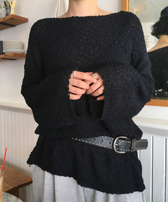 ニット ルーズフィットサマーニット BLACK