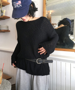 ニット ルーズフィットサマーニット BLACK