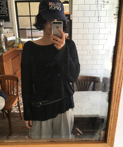 ニット ルーズフィットサマーニット BLACK
