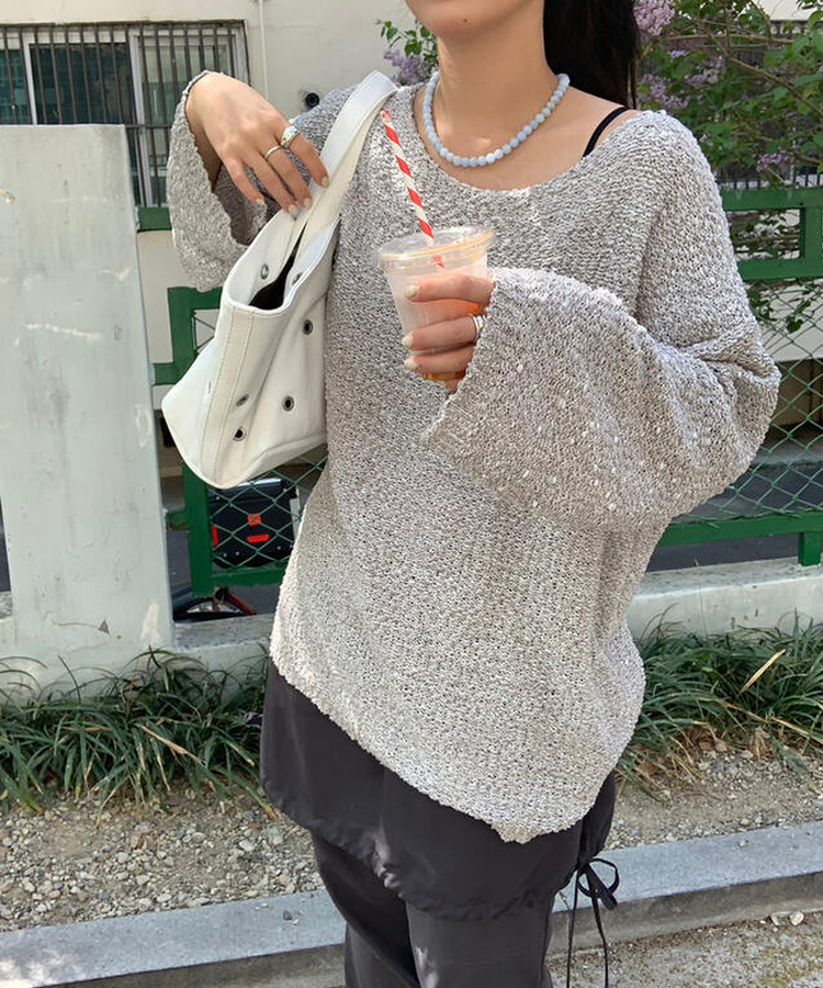 ルーズフィットサマーニット SILVER GRAY