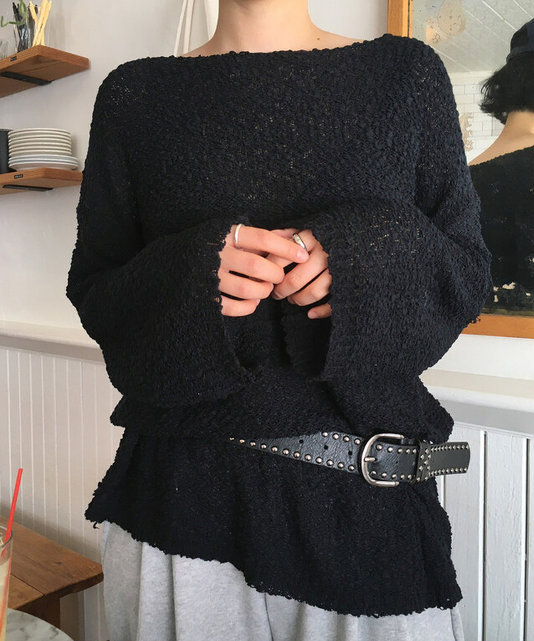ルーズフィットサマーニット BLACK