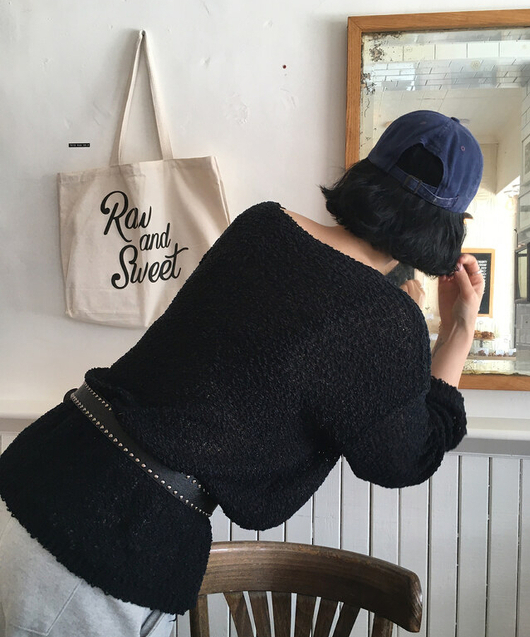 ルーズフィットサマーニット BLACK