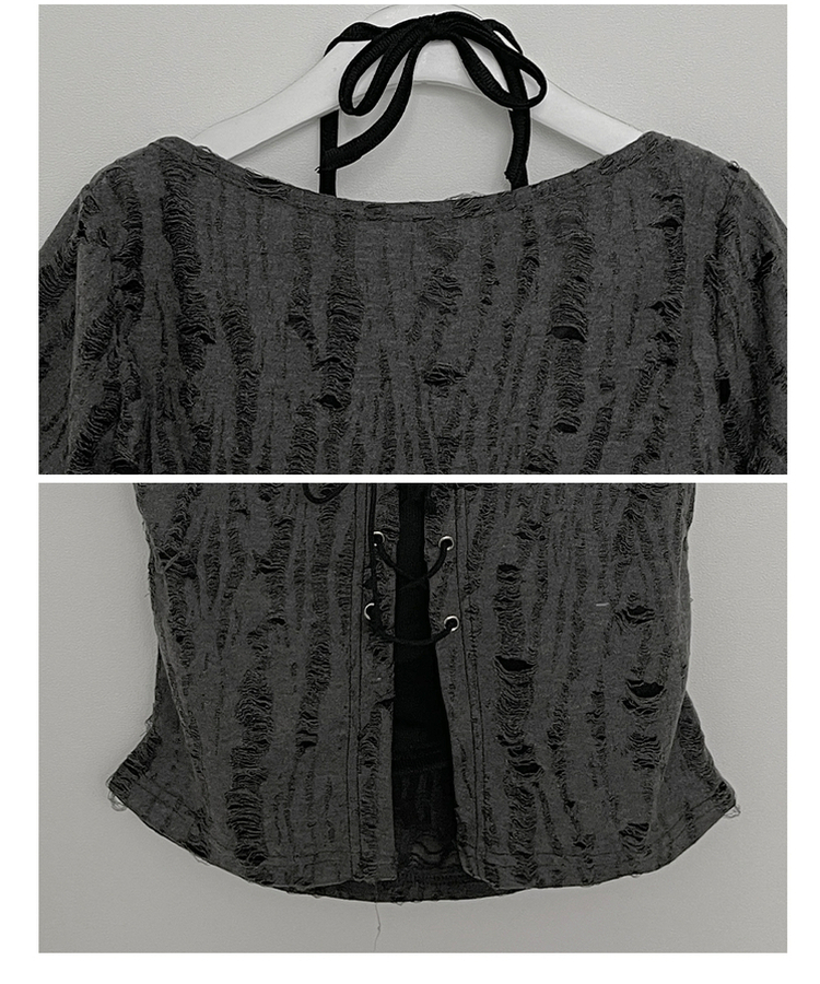 구제아일렛반팔티홀터크롭나시세트