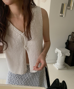 スリットニットキャミソール IVORY
