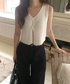 スリットニットキャミソール IVORY