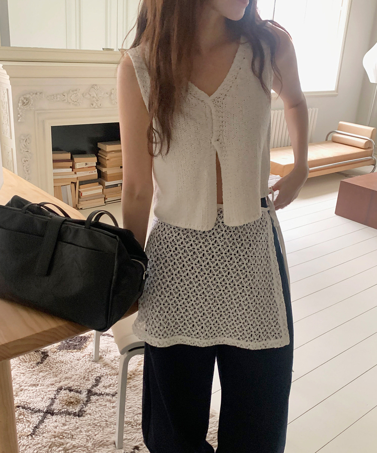 スリットニットキャミソール IVORY