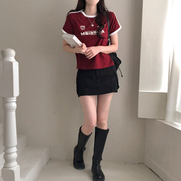 애리스 트랙 라인 반팔 티셔츠 레드