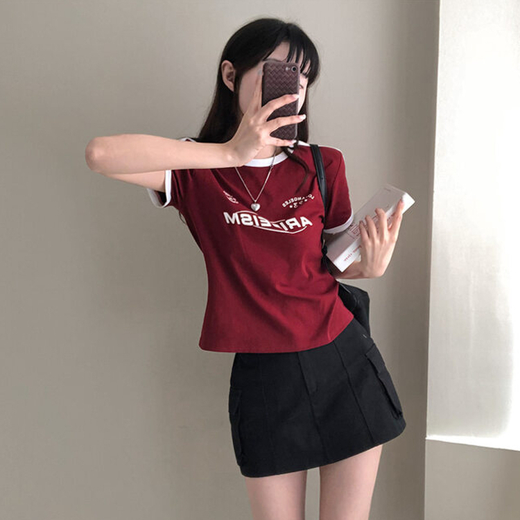 애리스 트랙 라인 반팔 티셔츠 레드