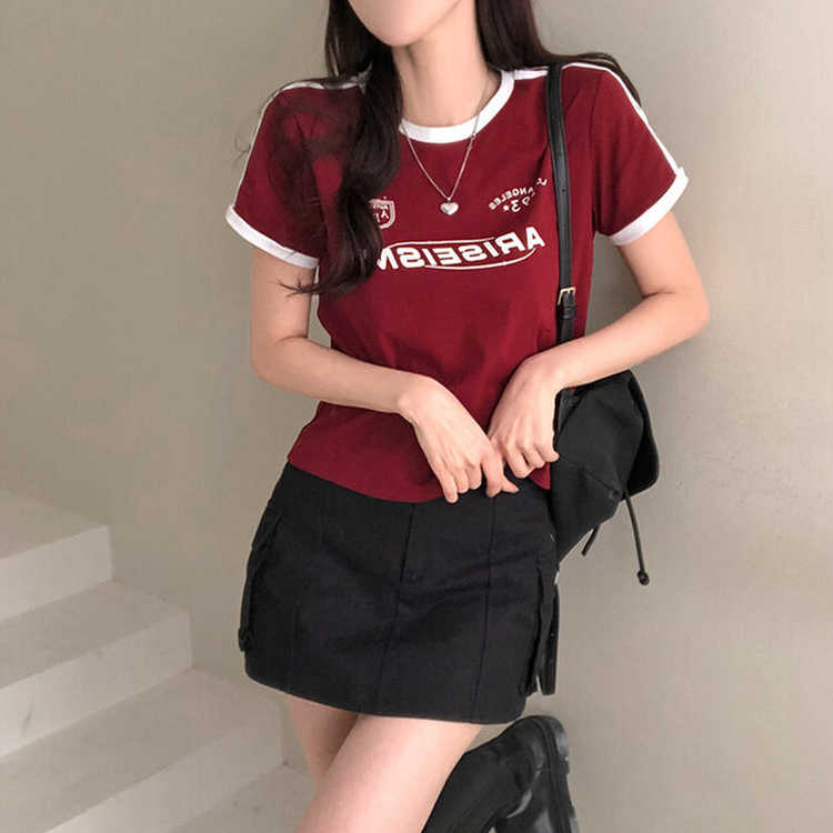 애리스 트랙 라인 반팔 티셔츠 레드