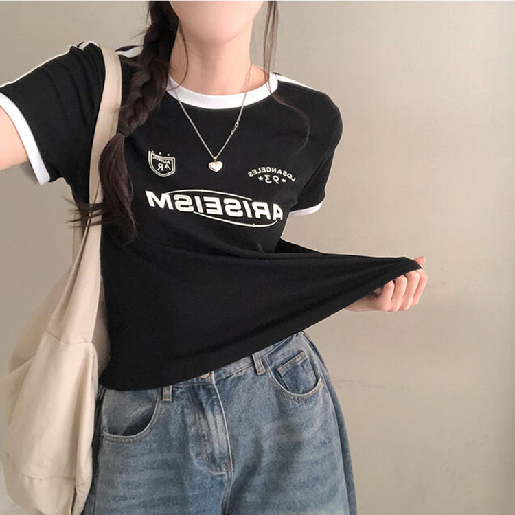 애리스 트랙 라인 반팔 티셔츠 블랙
