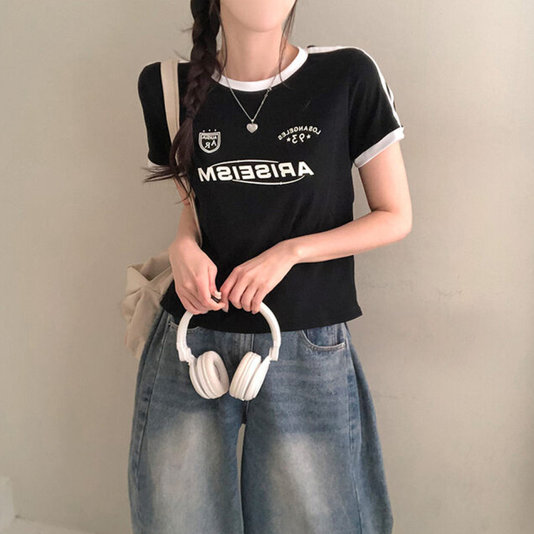 애리스 트랙 라인 반팔 티셔츠 블랙