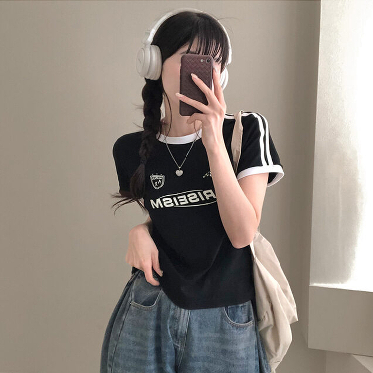 애리스 트랙 라인 반팔 티셔츠 블랙