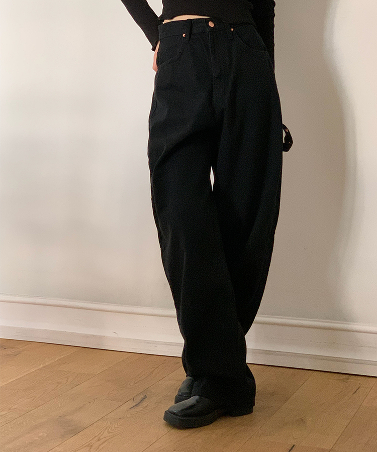 ワイド ラウンジパッチワイドパンツ BLACK