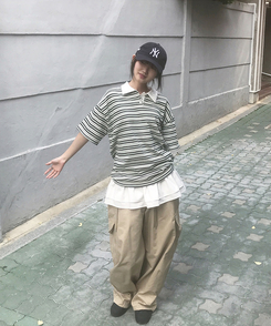 半袖Tシャツ ストライプバイカラー半袖Tシャツ BLACK