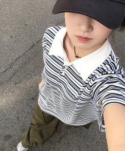 半袖Tシャツ ストライプバイカラー半袖Tシャツ GREEN