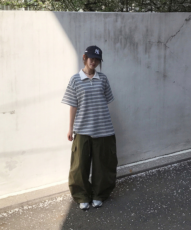 半袖Tシャツ ストライプバイカラー半袖Tシャツ GREEN