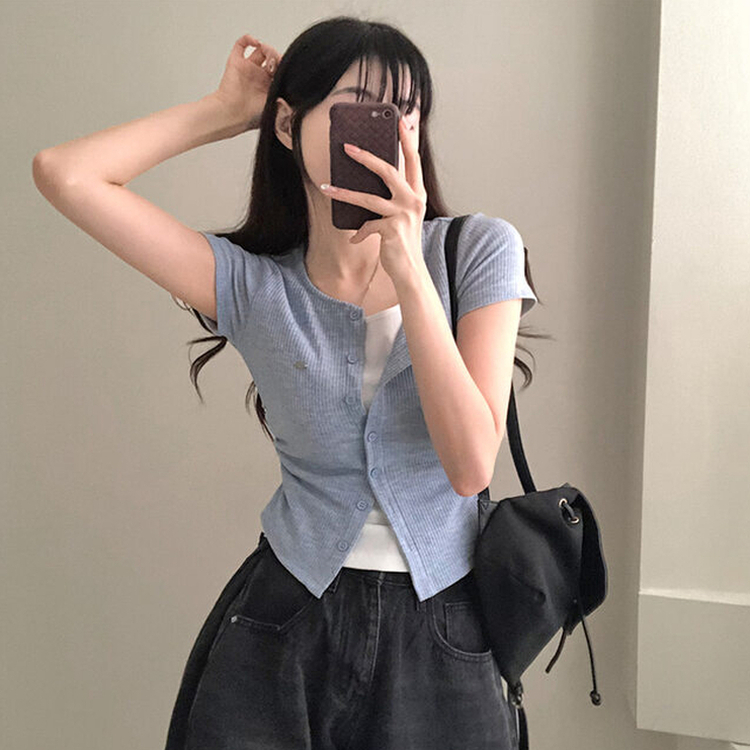 이븐 패치 이너 레이어드 반팔 셔링 가디건 소라