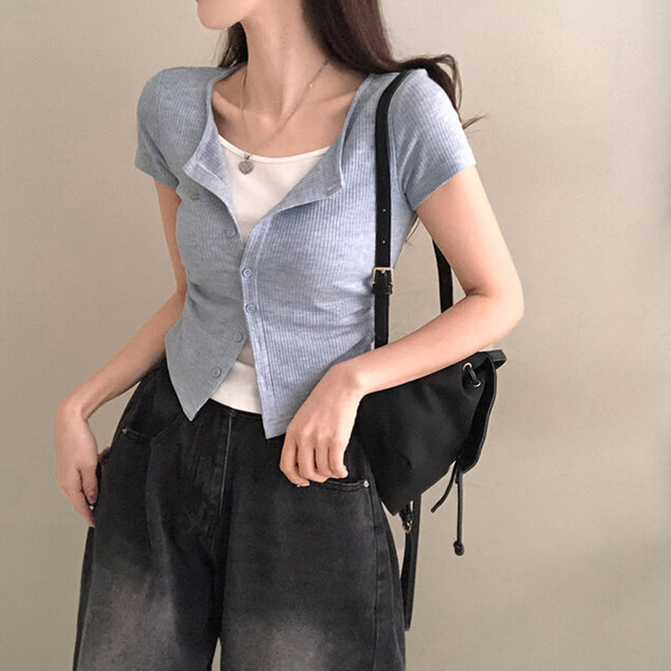 이븐 패치 이너 레이어드 반팔 셔링 가디건 소라