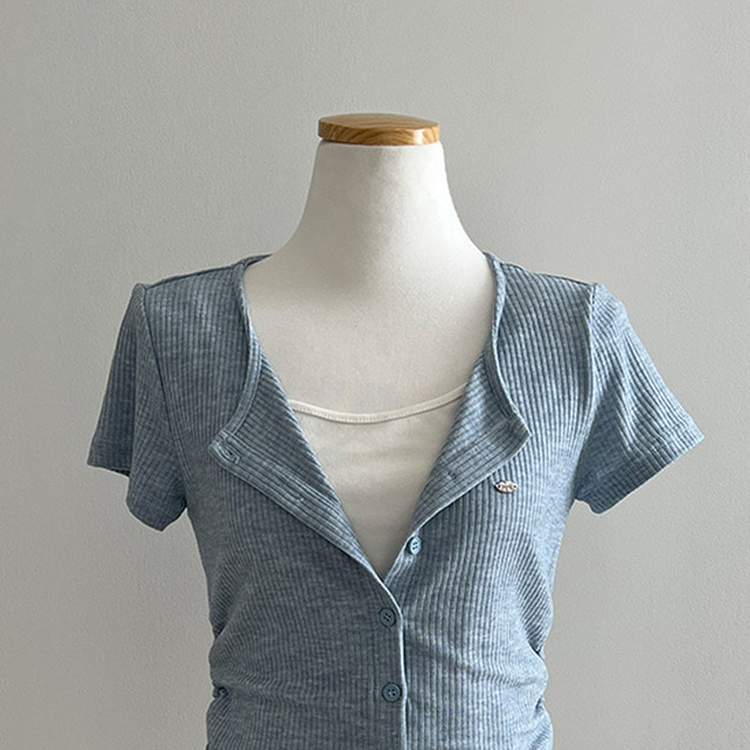 이븐 패치 이너 레이어드 반팔 셔링 가디건