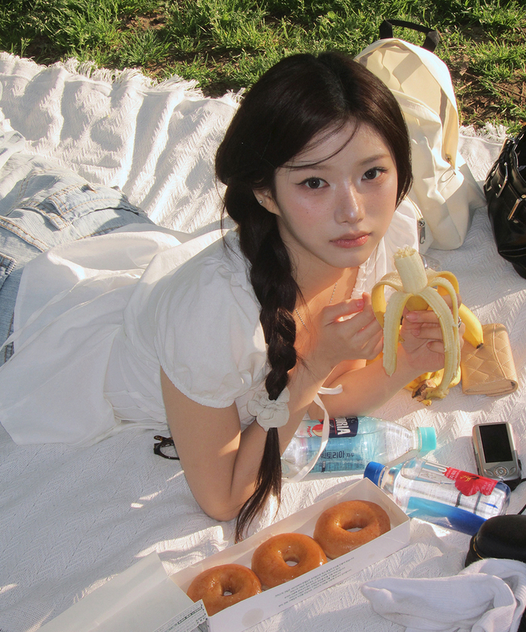 リボンラウンドパフブラウス IVORY