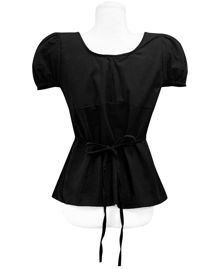 リボンラウンドパフブラウス