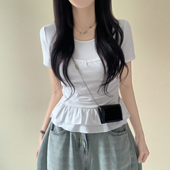 半袖Tシャツ ティアードフリルスリム半袖Tシャツ IVORY