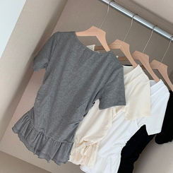 半袖Tシャツ ティアードフリルスリム半袖Tシャツ