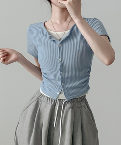 半袖Tシャツ レイヤードカーディガン半袖Tシャツ SKY BLUE