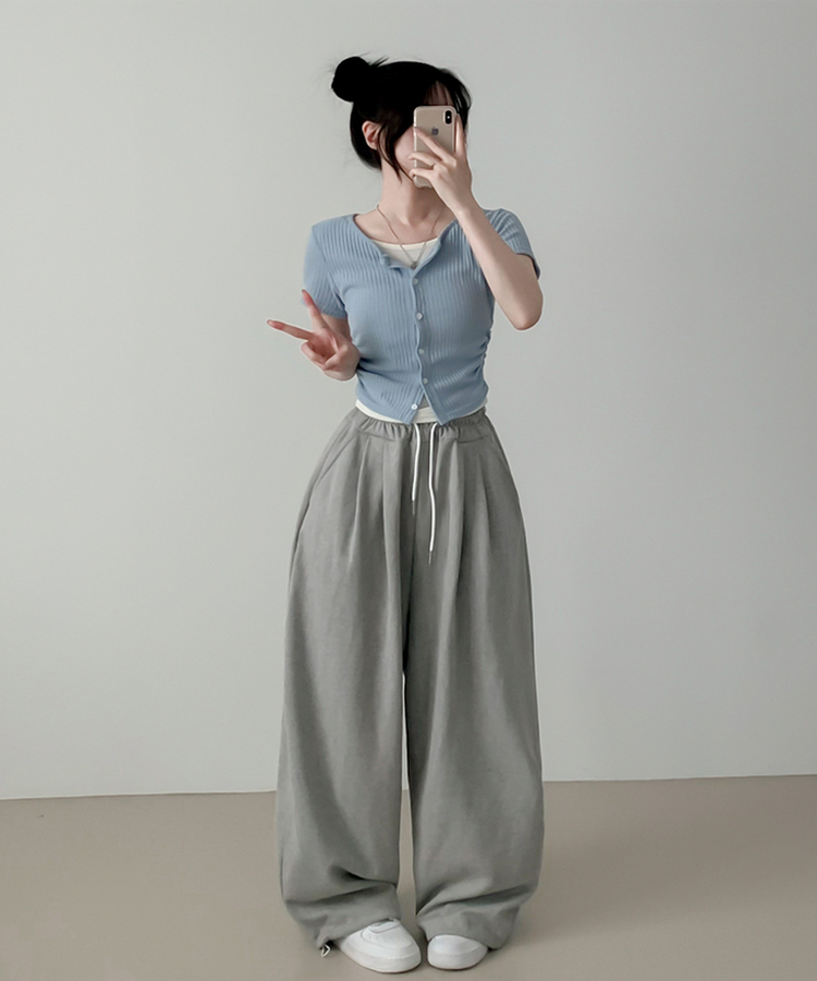 レイヤードカーディガン半袖Tシャツ SKY BLUE