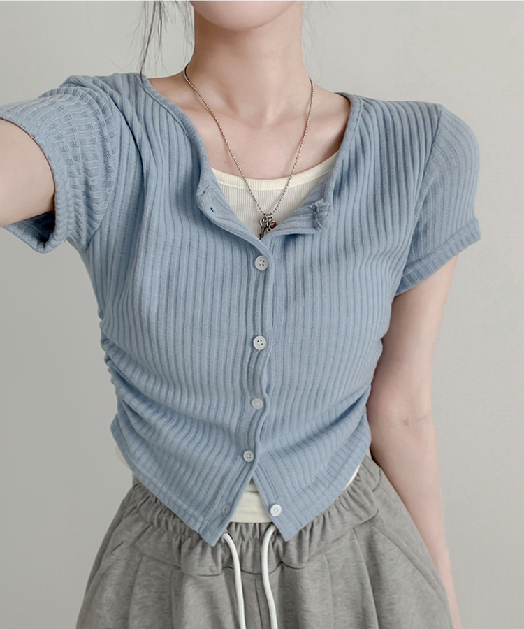 レイヤードカーディガン半袖Tシャツ SKY BLUE