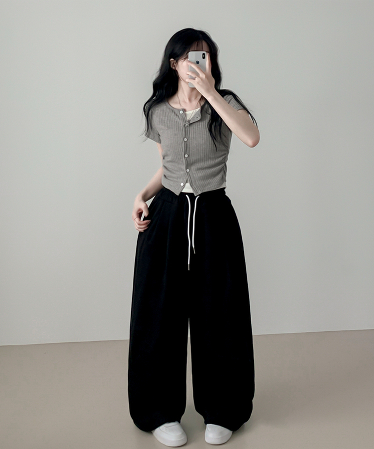 レイヤードカーディガン半袖Tシャツ GRAY