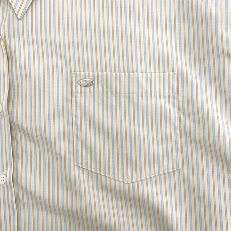 여름 쿨링 스트라이프 펜던트 포인트 쿨링 오버핏 셔츠 남방 2color