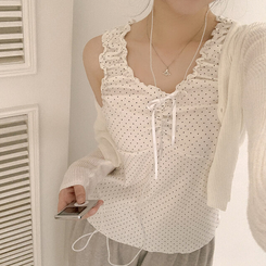 ドットフリルシャーリングキャミソール IVORY