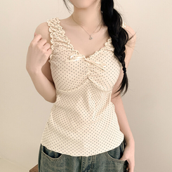 ドットフリルシャーリングキャミソール CREAM