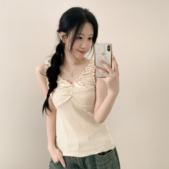 ドットフリルシャーリングキャミソール CREAM