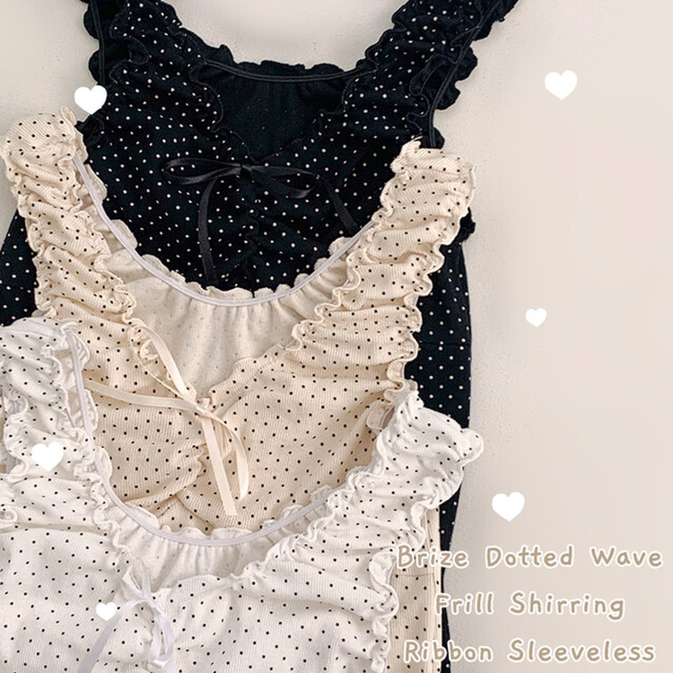 ドットフリルシャーリングキャミソール