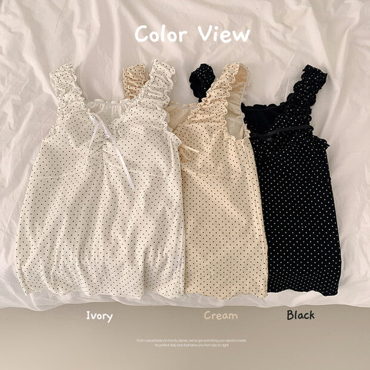 ドットフリルシャーリングキャミソール