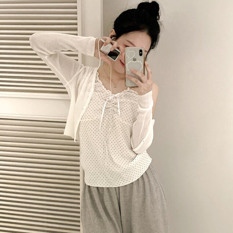 ドットフリルシャーリングキャミソール IVORY