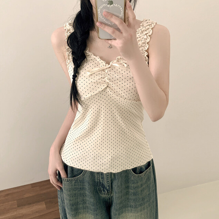 ドットフリルシャーリングキャミソール CREAM