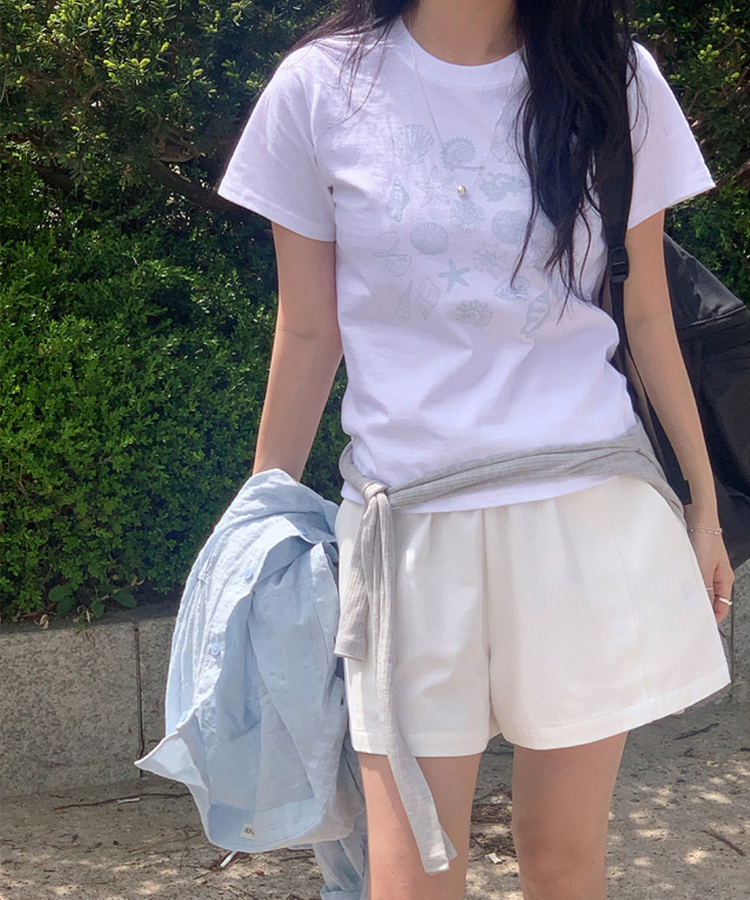 シェルラウンド半袖Tシャツ IVORY