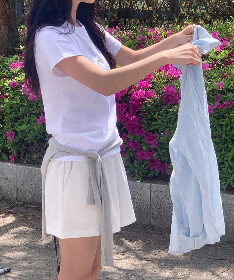 シェルラウンド半袖Tシャツ IVORY