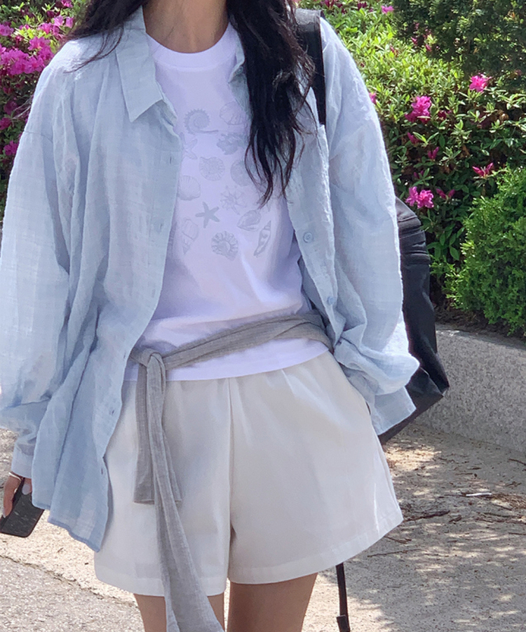 シェルラウンド半袖Tシャツ IVORY