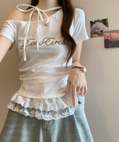 半袖Tシャツ チョーカーフリル半袖Tシャツ WHITE