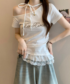 半袖Tシャツ チョーカーフリル半袖Tシャツ WHITE